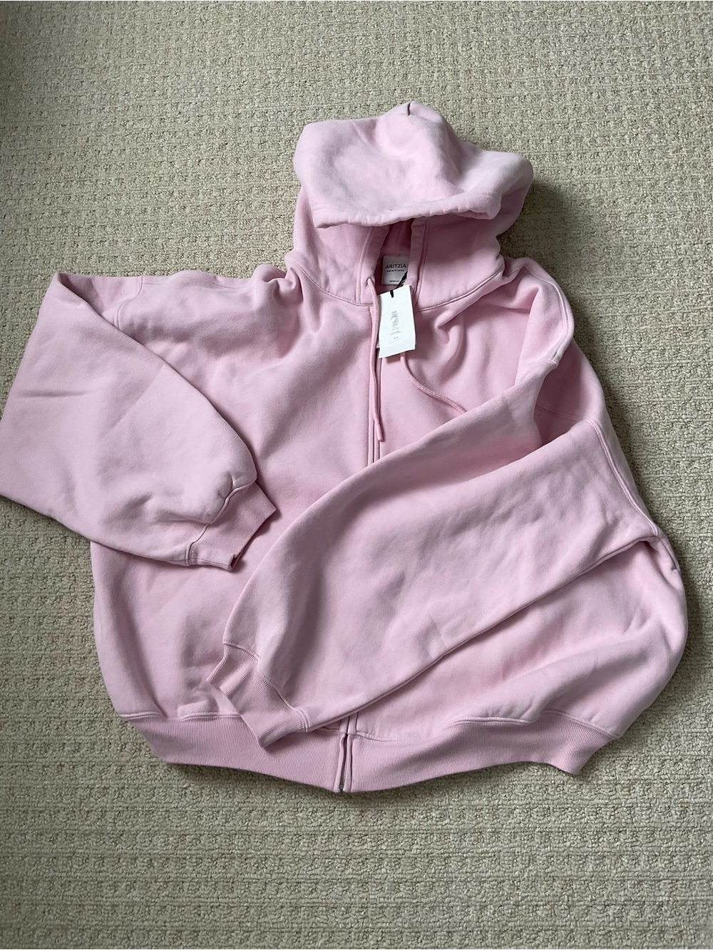 Aritzia Sweatfleece Cupid Pink Mega XL Zip-Up Hoodie Sweater